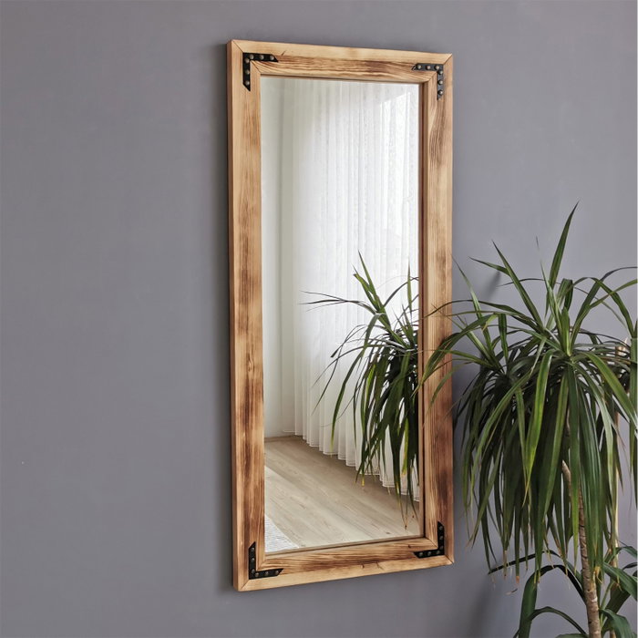 Hanah Home Espejo Bohemio de Madera Maciza de Pino, Nogal